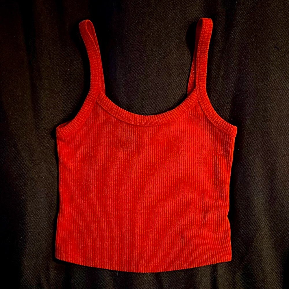 Old Navy Red Ribbed Crop Camisole